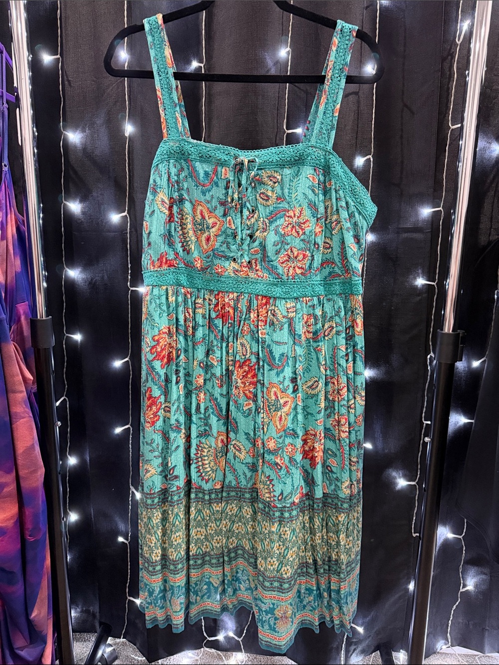 Maurices Teal Floral Maxi Sundress